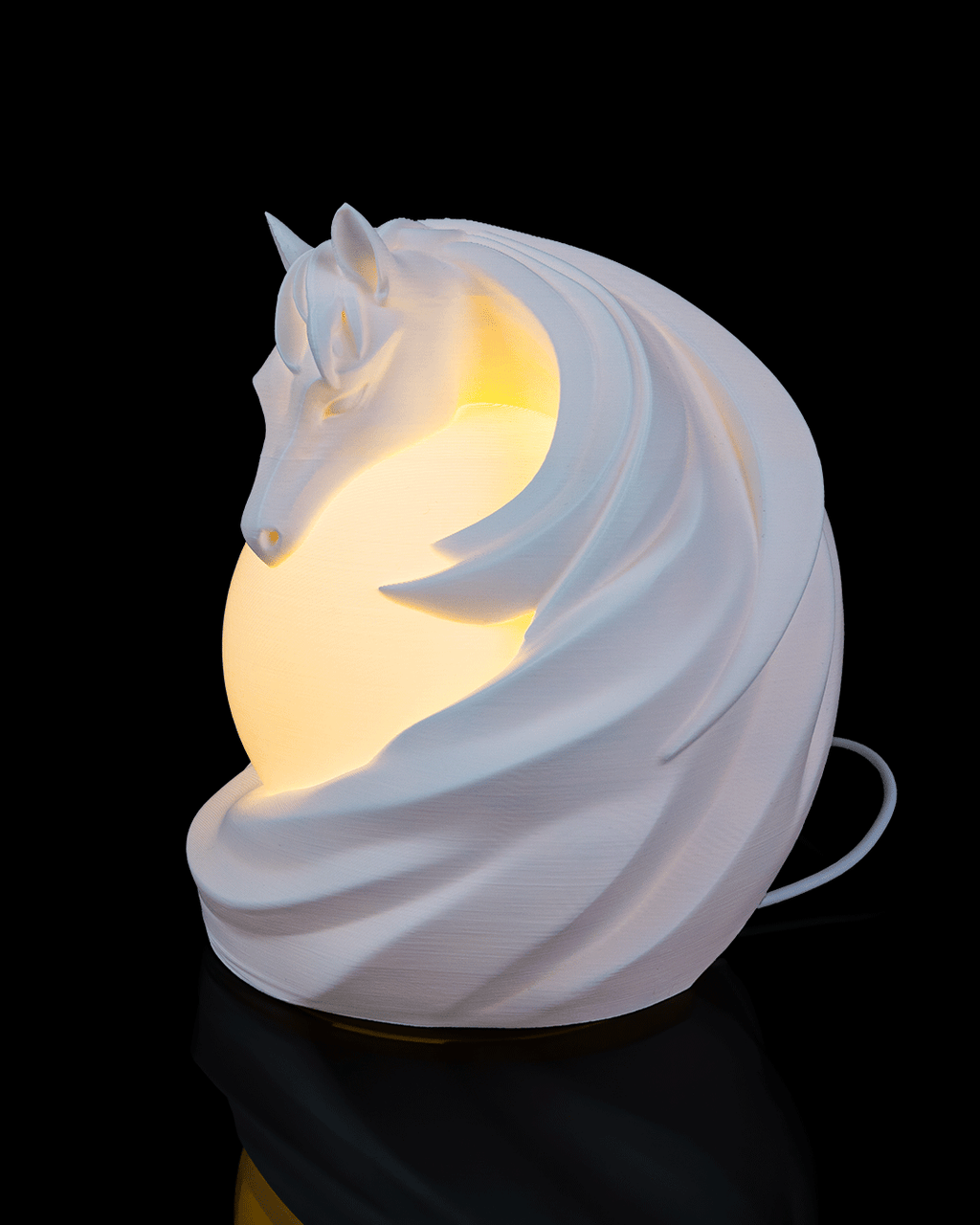 Stallion Sphere Table Lamp — 3D printed table lamp, shown in use