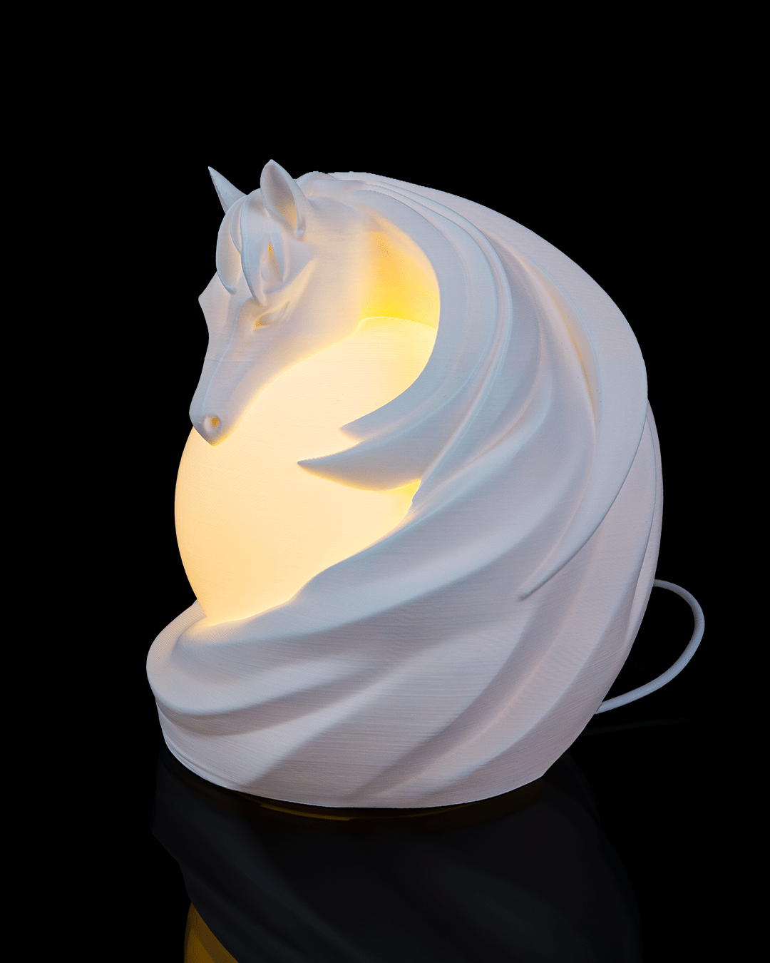Stallion Sphere Table Lamp — 3D printed table lamp, shown in use