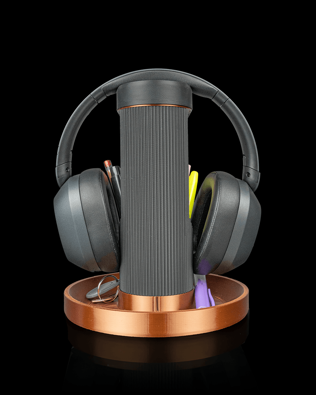 Tower Trio Headphone And Phone Holder — 3D printed headphone stand, size reference