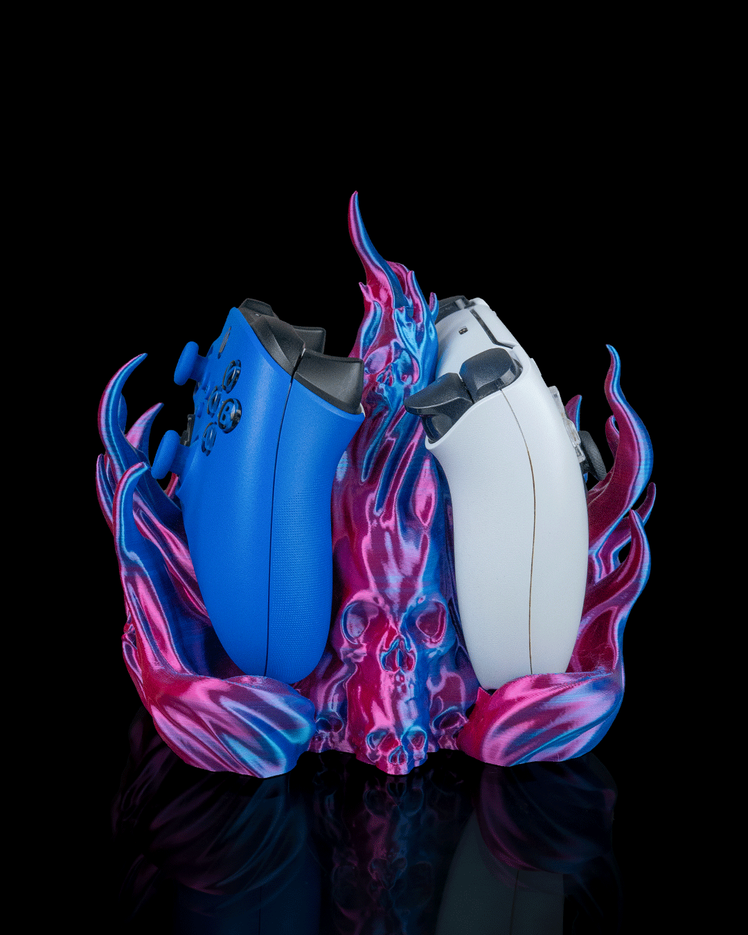 Twin Arcane Hold Controller Holder — 3D printed headphone stand, shown in use