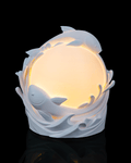 Twin Fish Sphere Table Lamp — 3D printed table lamp, detail view