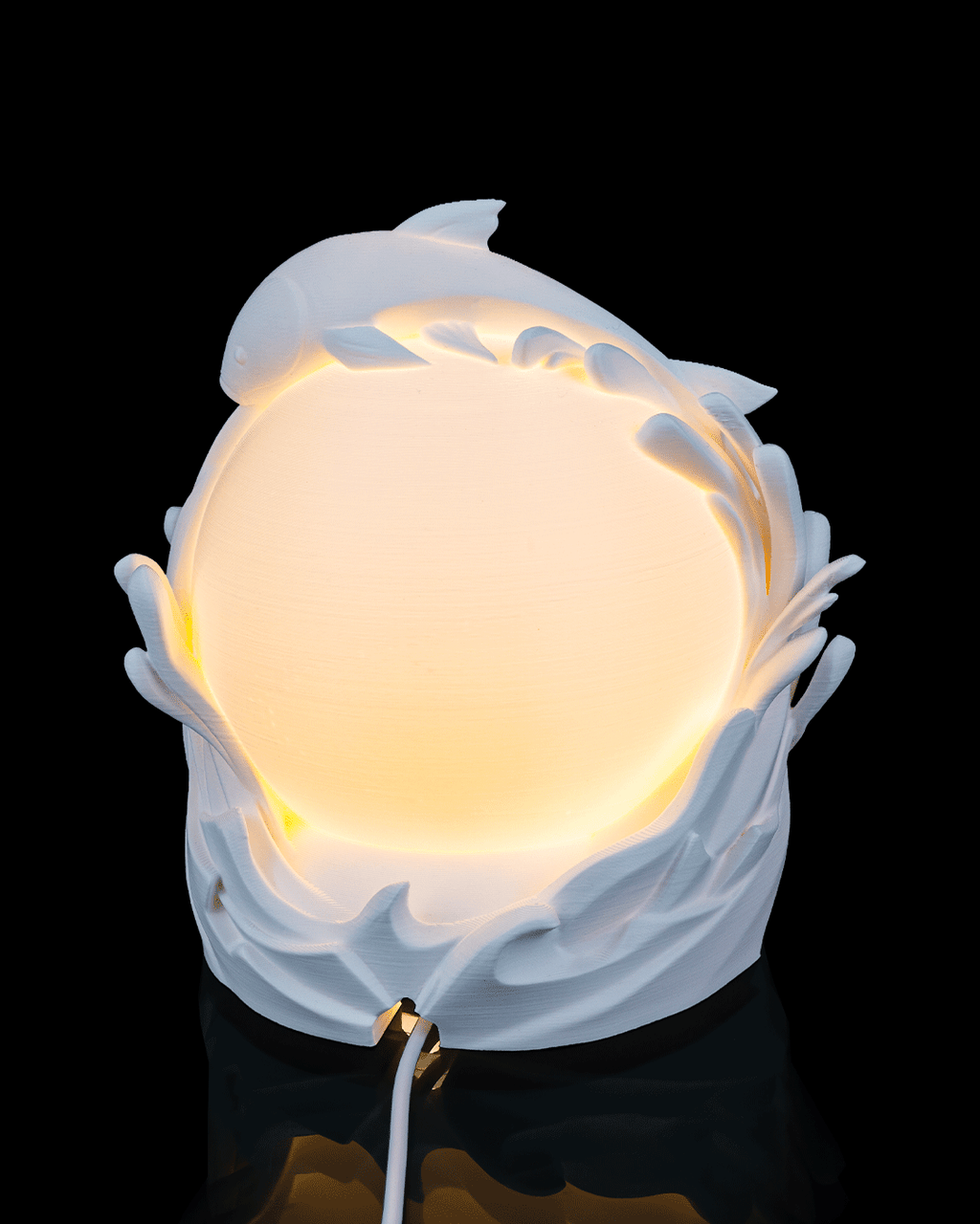 Twin Fish Sphere Table Lamp — 3D printed table lamp, with color options