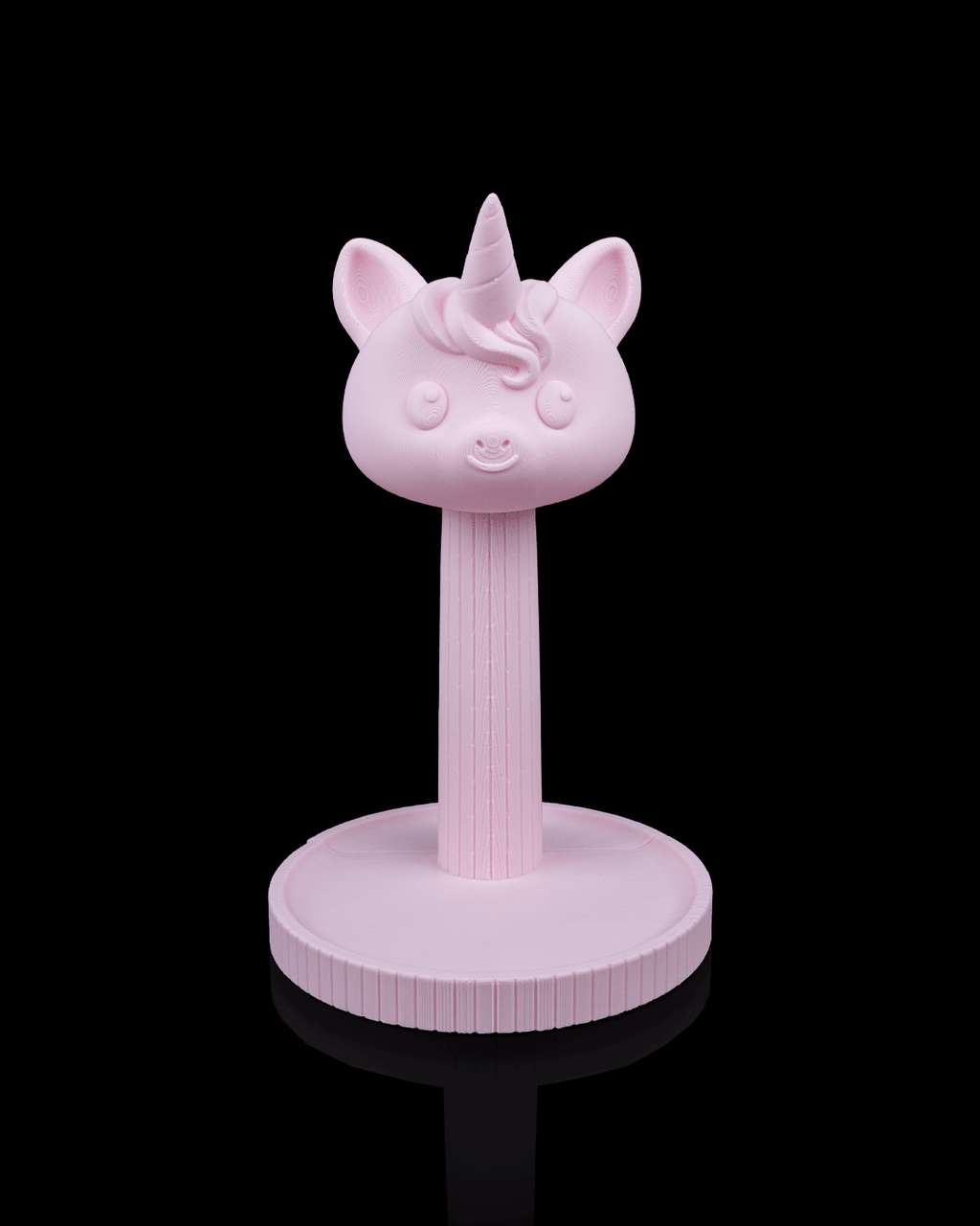 Unicorn Headset Holder — 3D printed headphone stand, on a desk