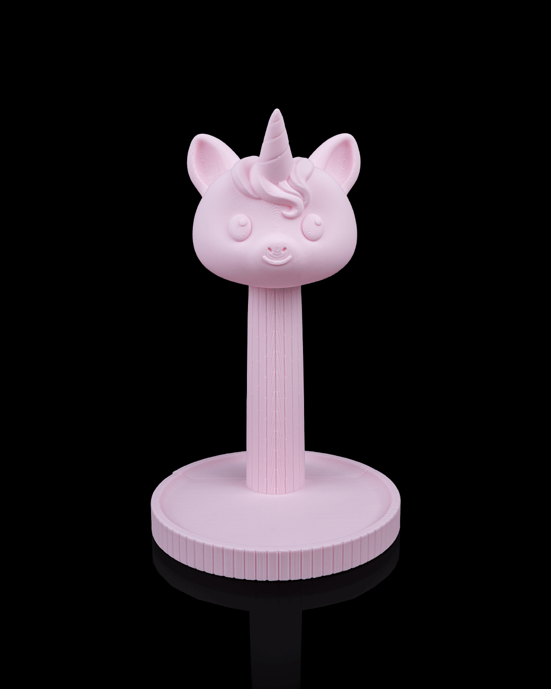 Unicorn Headset Holder — 3D printed headphone stand, on a desk