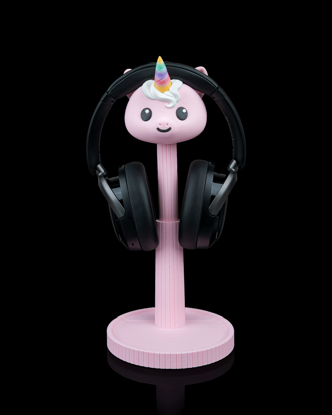 Unicorn Headset Holder — 3D printed headphone stand, detail view