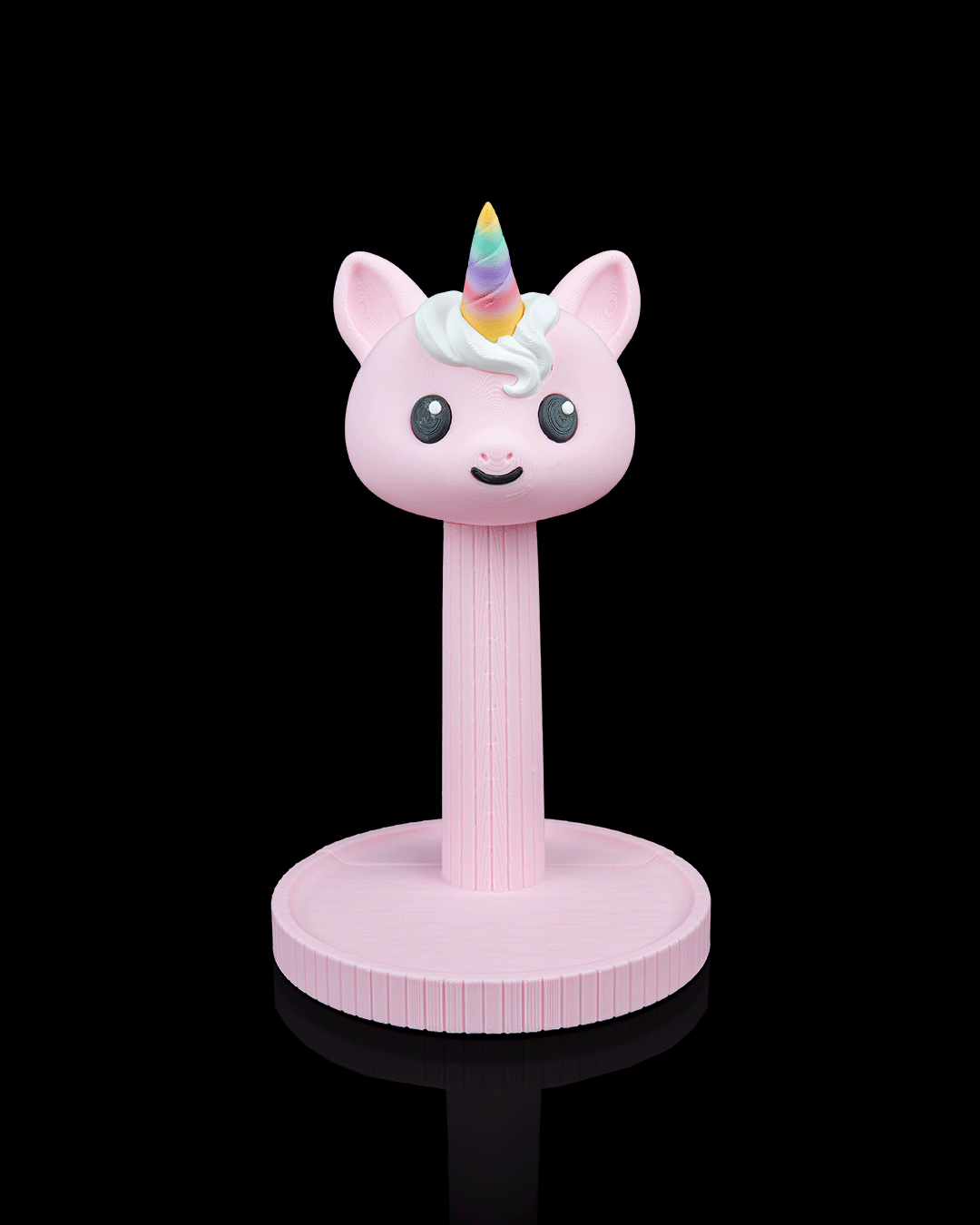 Unicorn Headset Holder — 3D printed headphone stand, shown in use