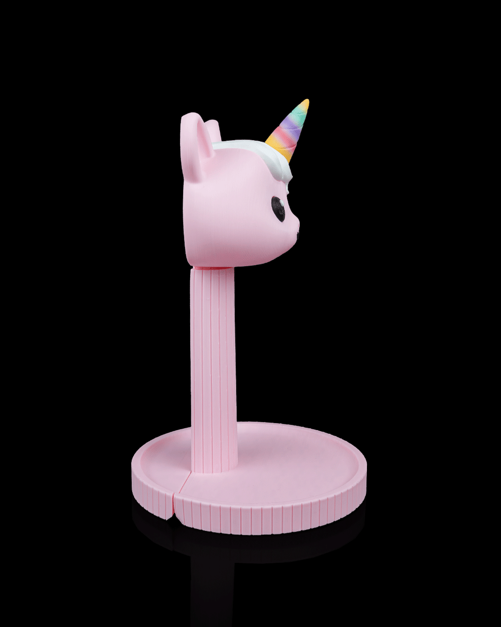 Unicorn Headset Holder — 3D printed headphone stand, close-up of the finish