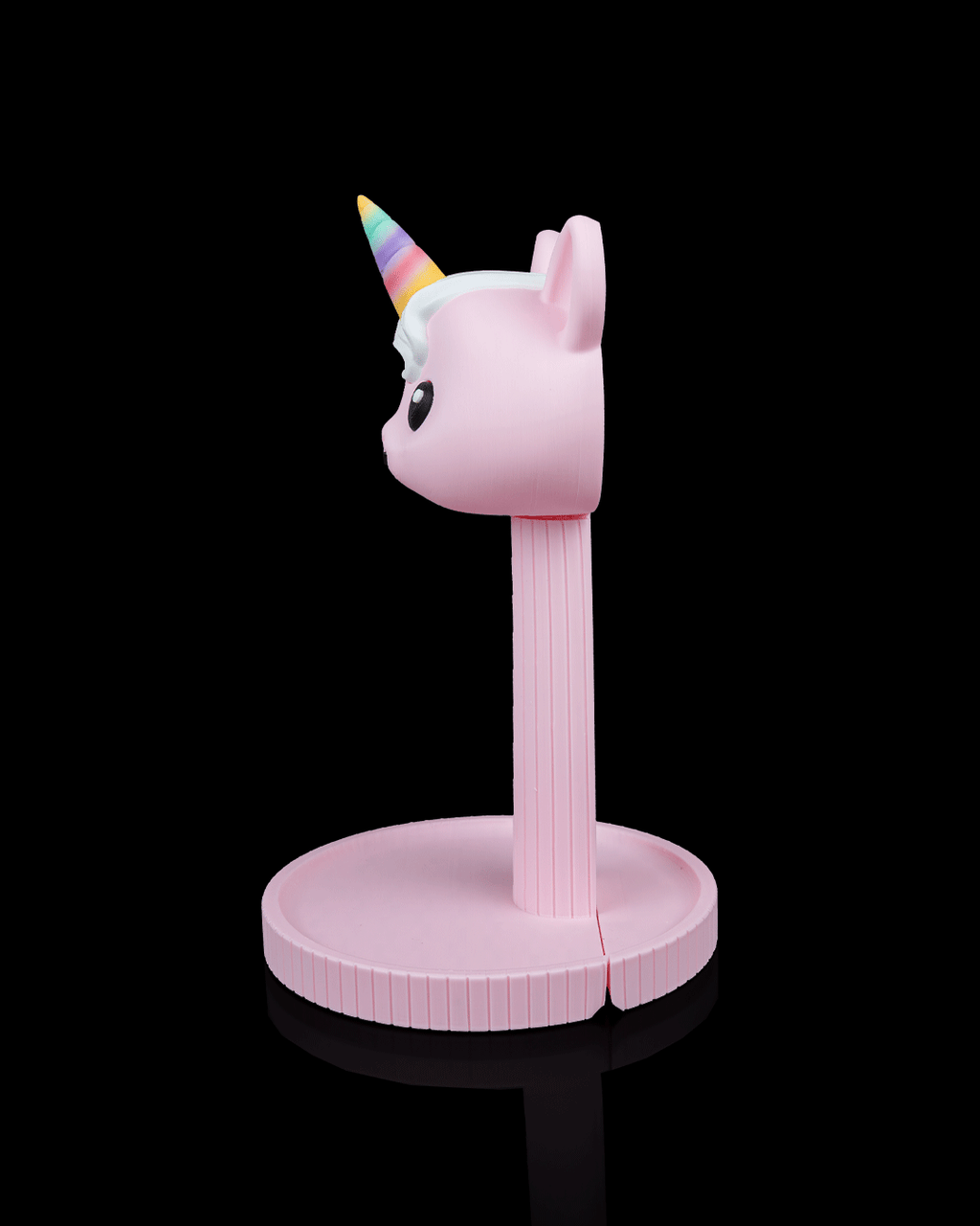 Unicorn Headset Holder — 3D printed headphone stand, front view