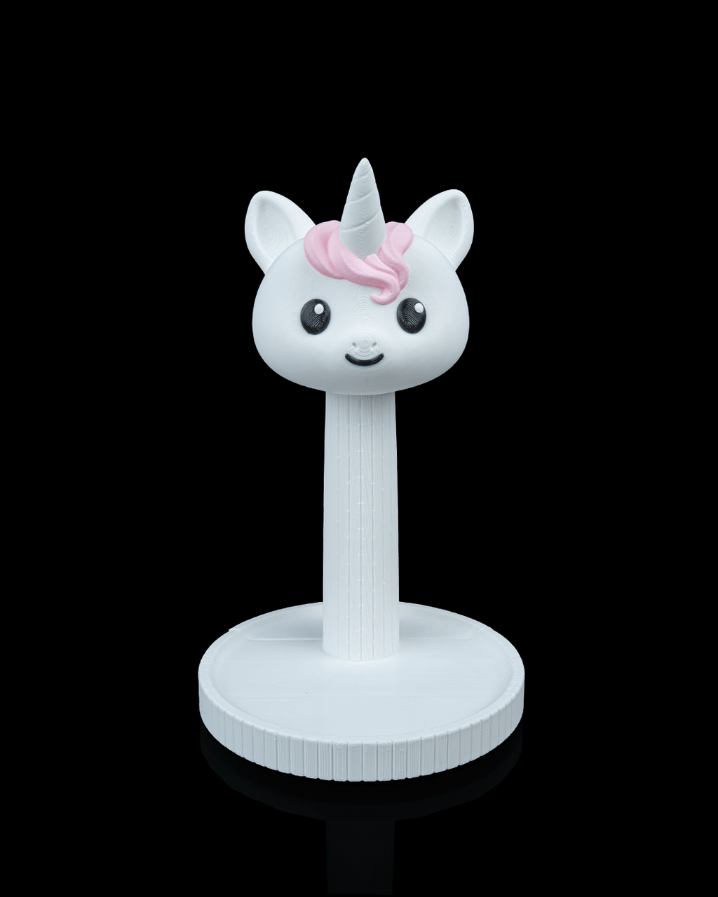 Unicorn Headset Holder — 3D printed headphone stand, on a desk