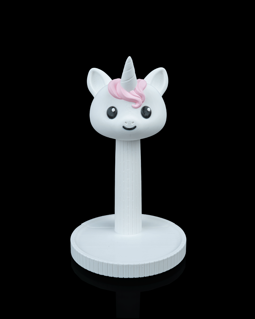 Unicorn Headset Holder — 3D printed headphone stand, on a desk