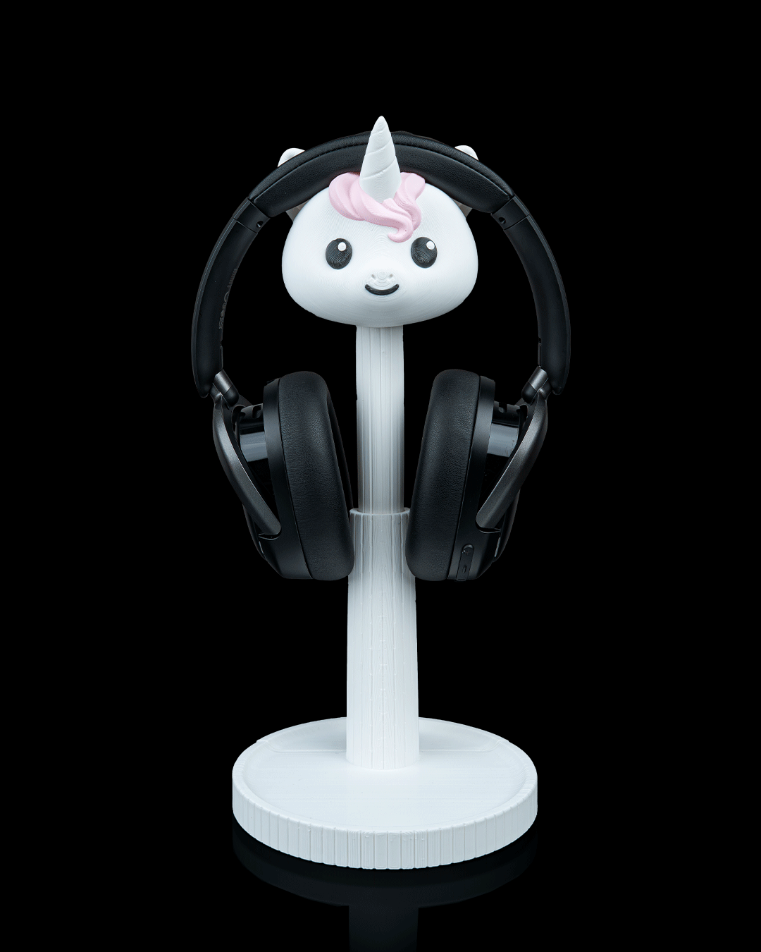 Unicorn Headset Holder — 3D printed headphone stand, detail view