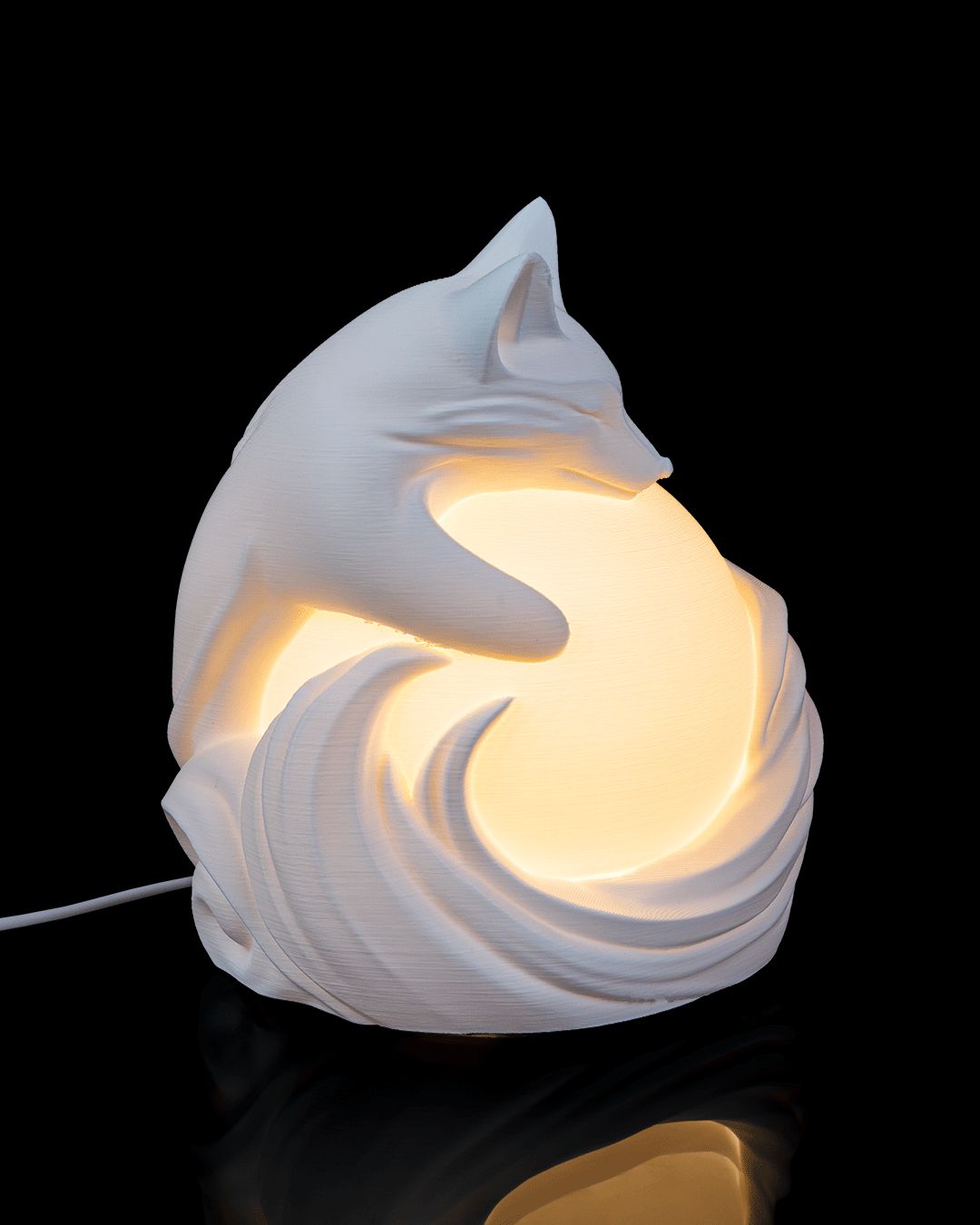 Vulpine Sphere Table Lamp — 3D printed table lamp, shown in use