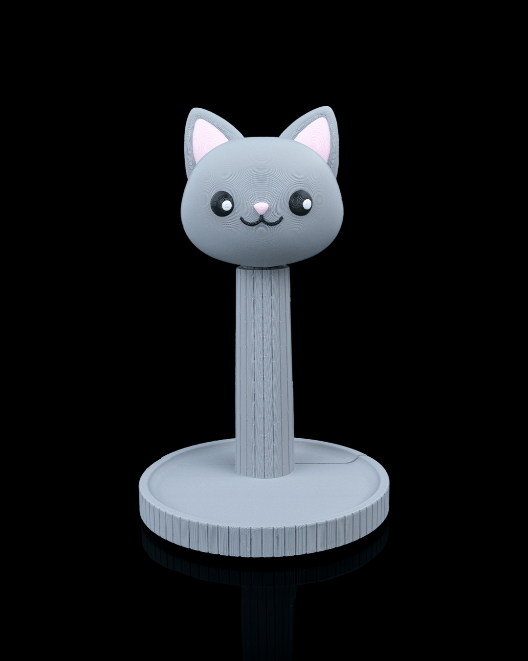 Whiskers Headset Holder — 3D printed headphone stand, side profile