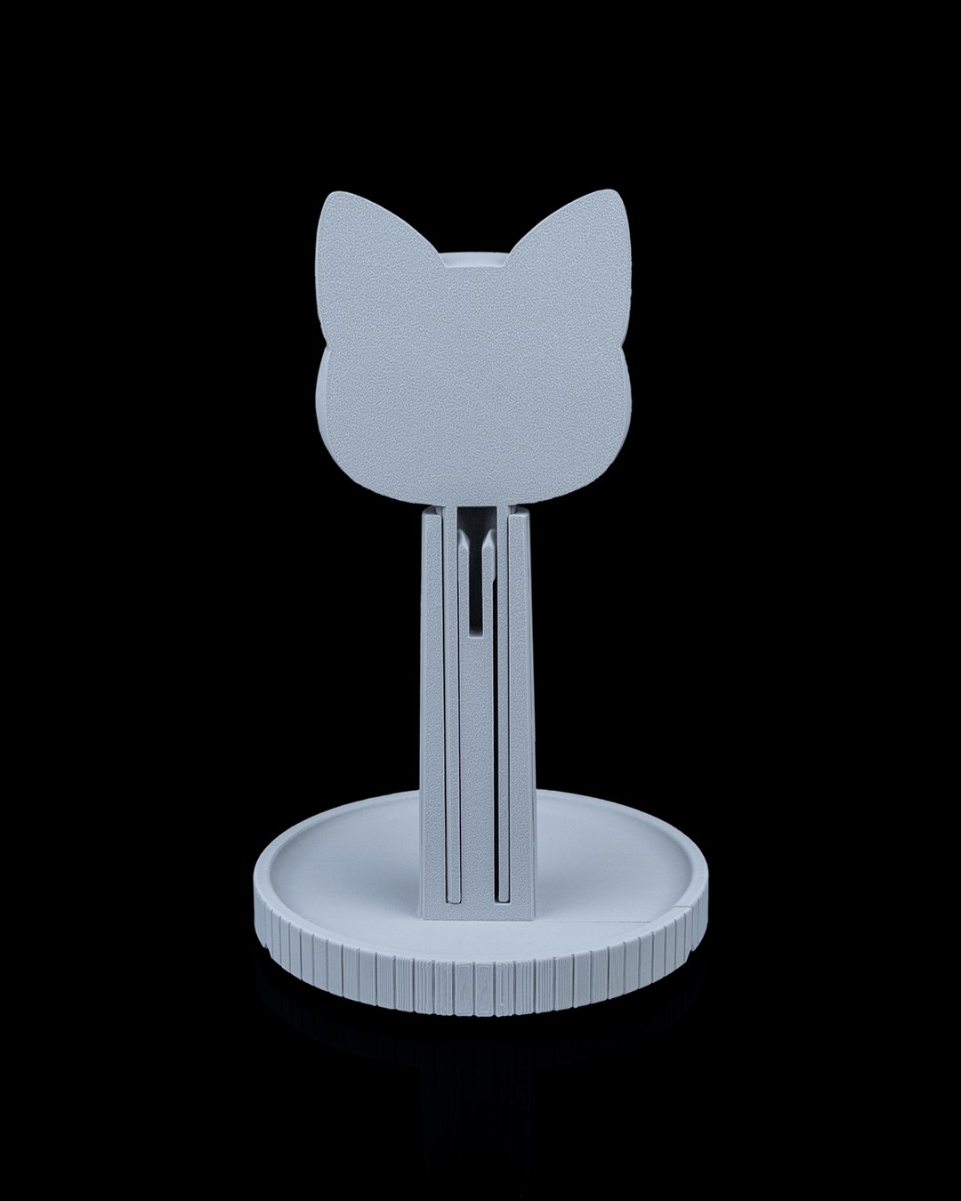 Whiskers Headset Holder — 3D printed headphone stand, close-up of the finish