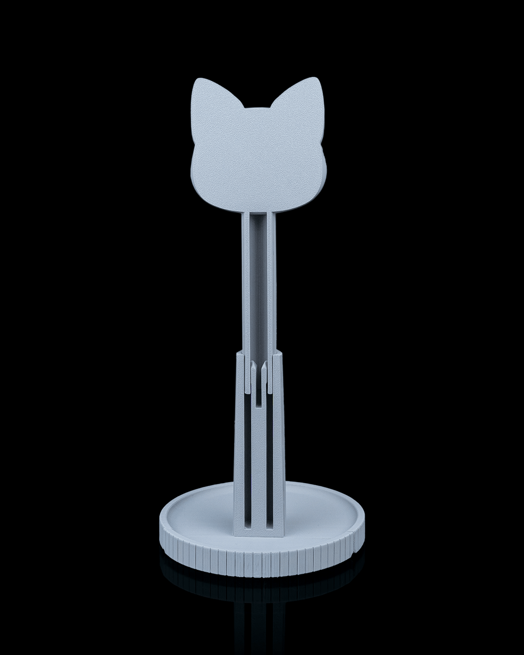 Whiskers Headset Holder — 3D printed headphone stand, front view