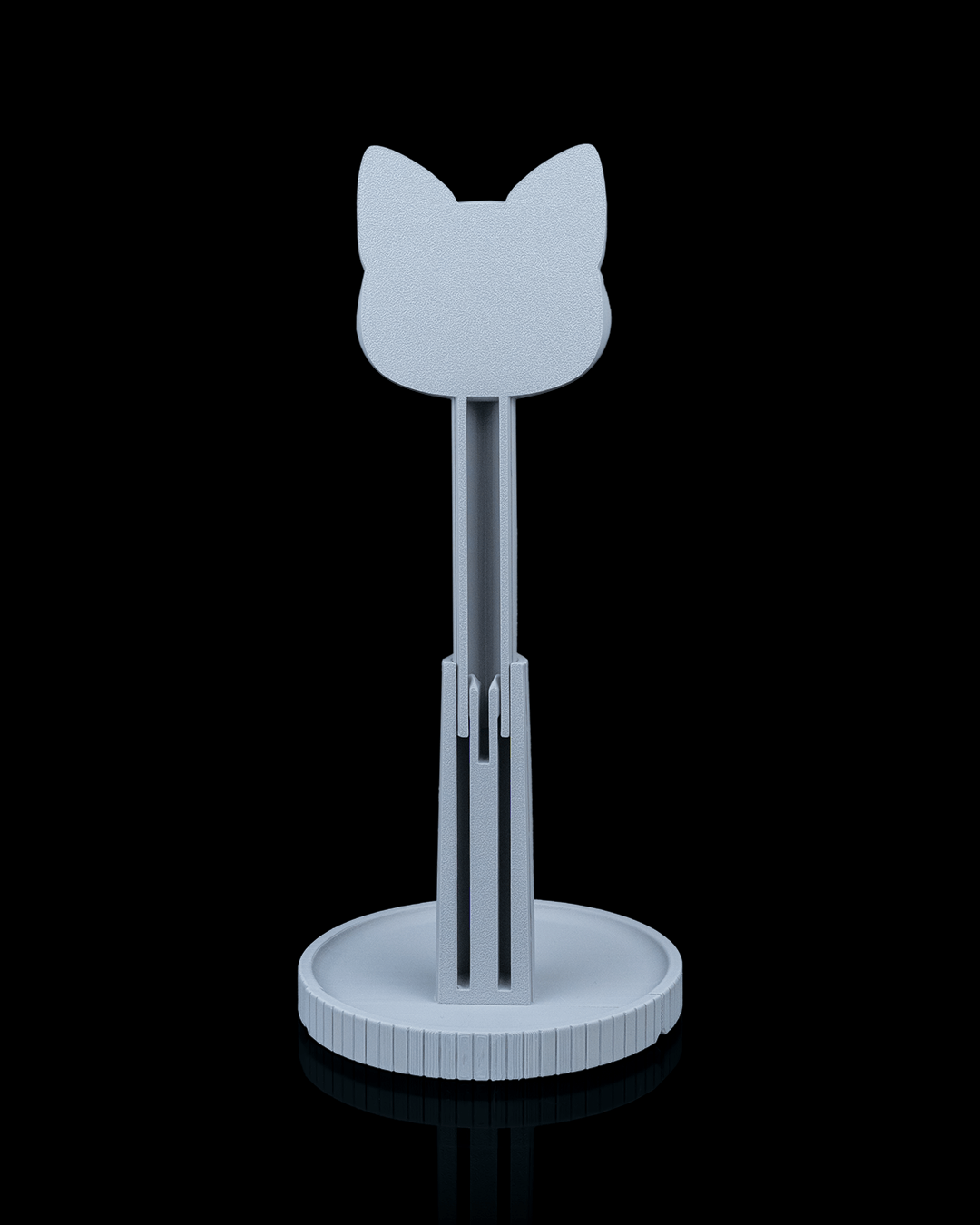 Whiskers Headset Holder — 3D printed headphone stand, front view