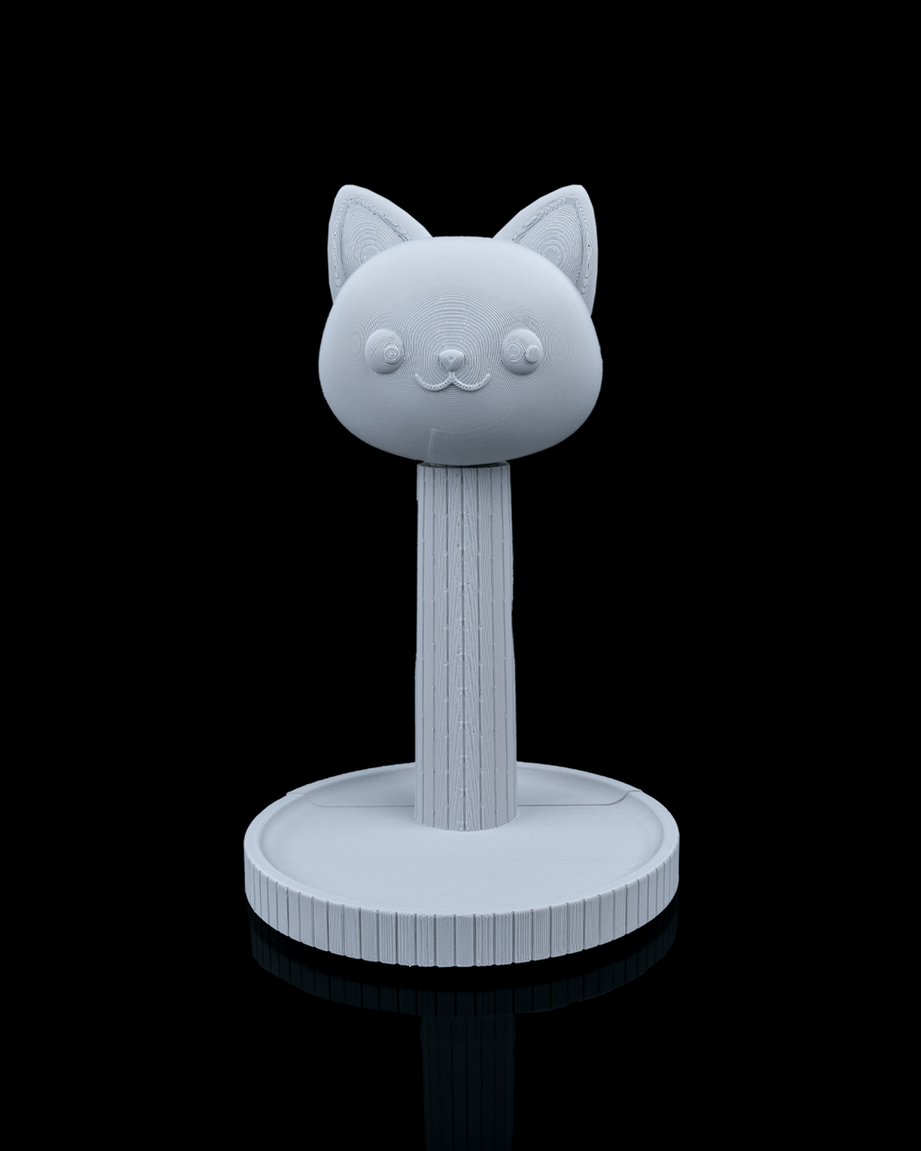Whiskers Headset Holder — 3D printed headphone stand, on a desk