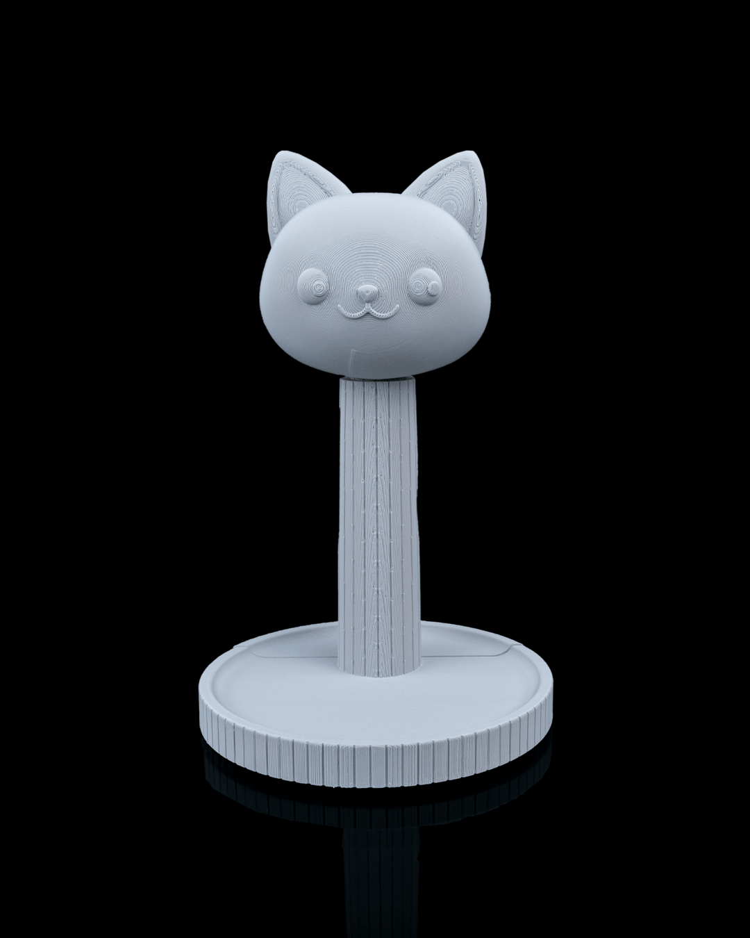 Whiskers Headset Holder — 3D printed headphone stand, on a desk