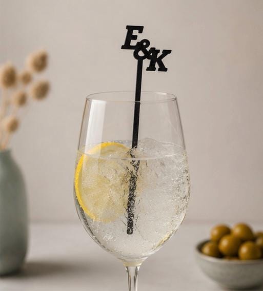 Custom Drink Stirrers 10 Pc Set | Personalized 3D Printed Cocktail Sticks 6" | Wedding, Party, Event