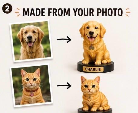 Custom Pet Figure From Photo | Personalized Dog Cat Statue | 3D Printed Pet Memorial Gift