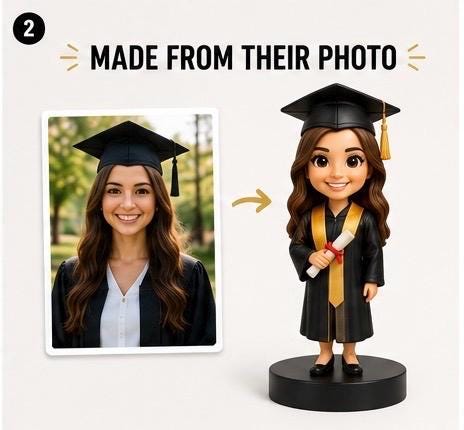 Personalized graduate bobblehead made from photo by Craft & Press