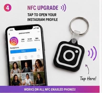 Custom Instagram Handle Keychain | Personalized NFC Social Media Username Gift
