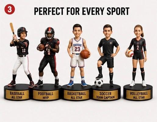 Custom Sports Figure From Photo | Personalized Athlete Keepsake, Name, Number