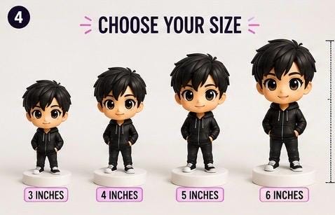Custom Chibi Figure From Photo | Personalized Anime Style Mini Me (3D Printed)