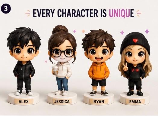 Custom Chibi Figure From Photo | Personalized Anime Style Mini Me (3D Printed)