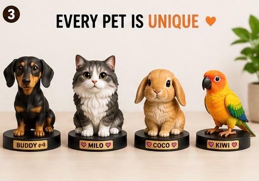 Custom Pet Figure From Photo | Personalized Dog Cat Statue | 3D Printed Pet Memorial Gift