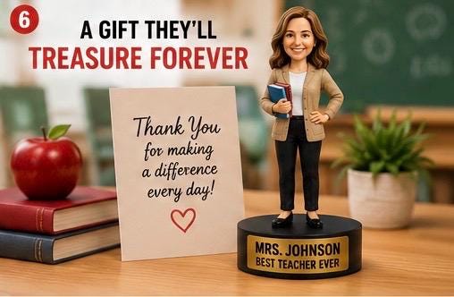 Custom Teacher Figure From Photo | Personalized Appreciation Gift