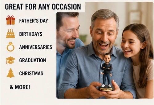 Custom Bobblehead From Photo | Personalized Dad Figure, Father's Day Keepsake