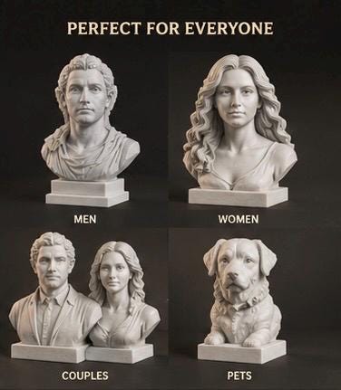 Custom Photo Statue | Personalized Mini Me 3D Printed Figurine, Museum Bust Sculpture