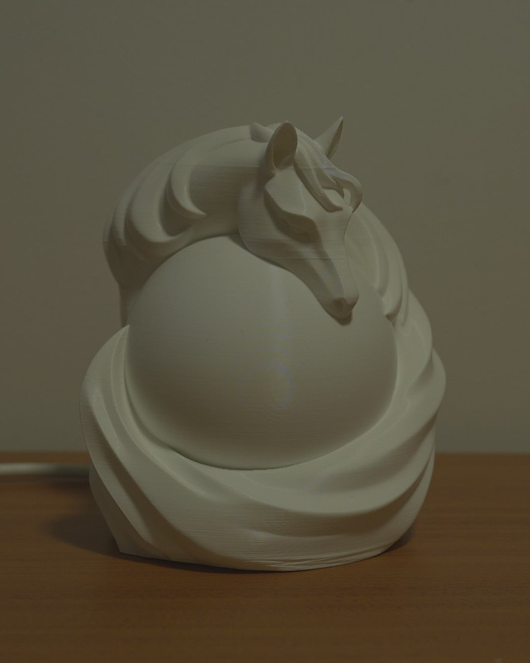 Stallion Sphere Table Lamp — Animal Table Lamp, 3D Printed Accent Lamp, Home Decor, Gift for Her