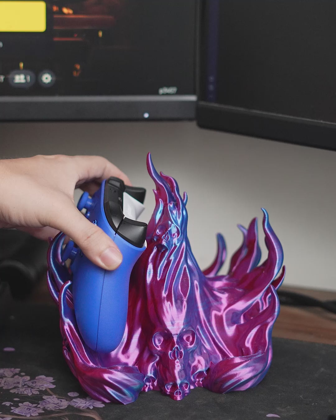 Twin Arcane Hold Controller Holder — Fantasy Headphone Stand, 3D Printed Headset Holder, Gaming Desk Decor, Gift for Gamers