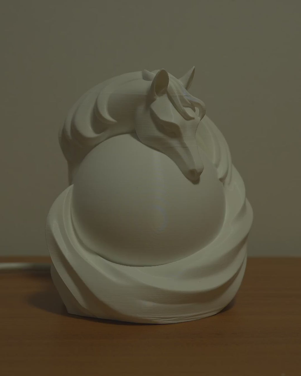 Stallion Sphere Table Lamp — Animal Table Lamp, 3D Printed Accent Lamp, Home Decor, Gift for Her