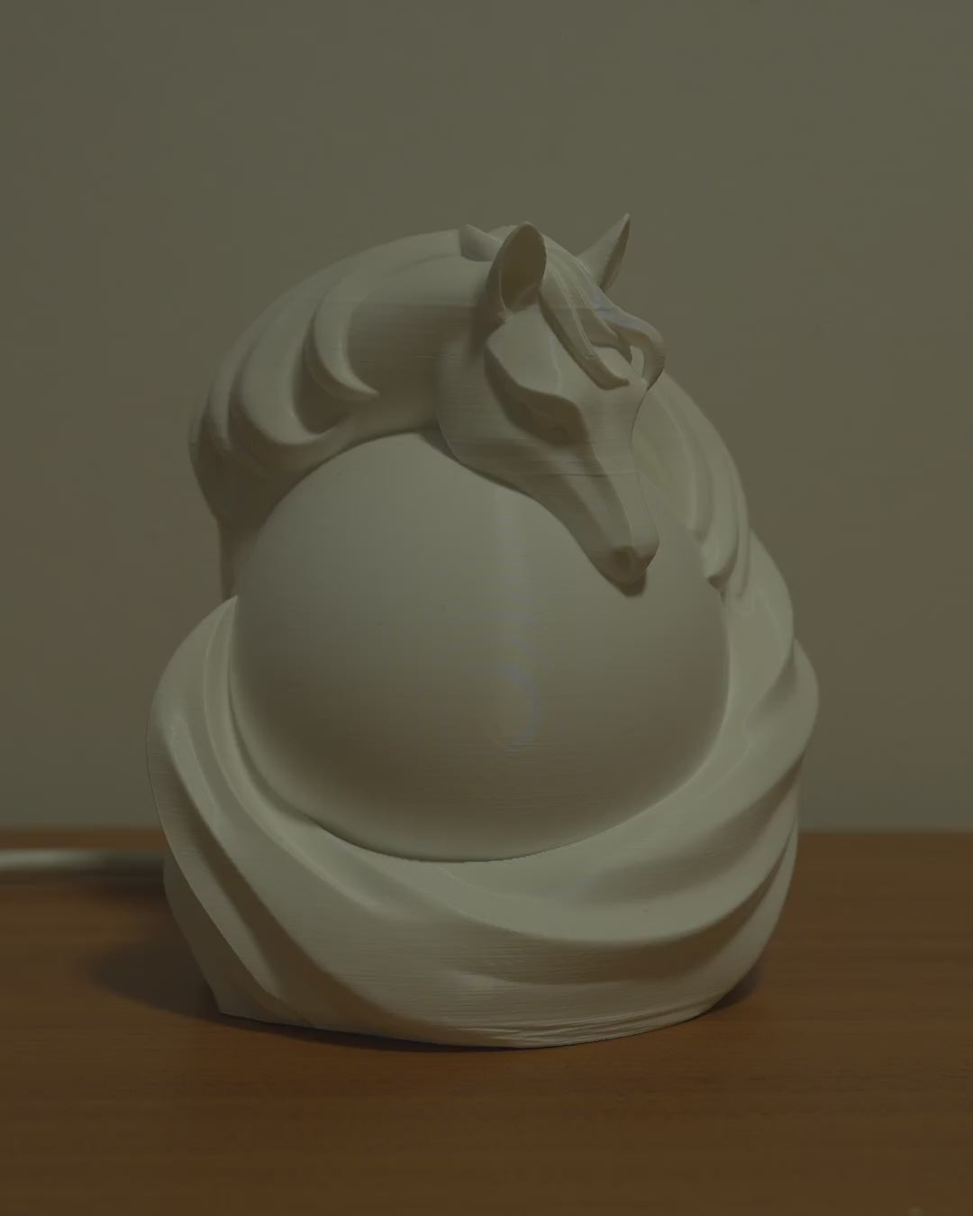 Stallion Sphere Table Lamp — Animal Table Lamp, 3D Printed Accent Lamp, Home Decor, Gift for Her