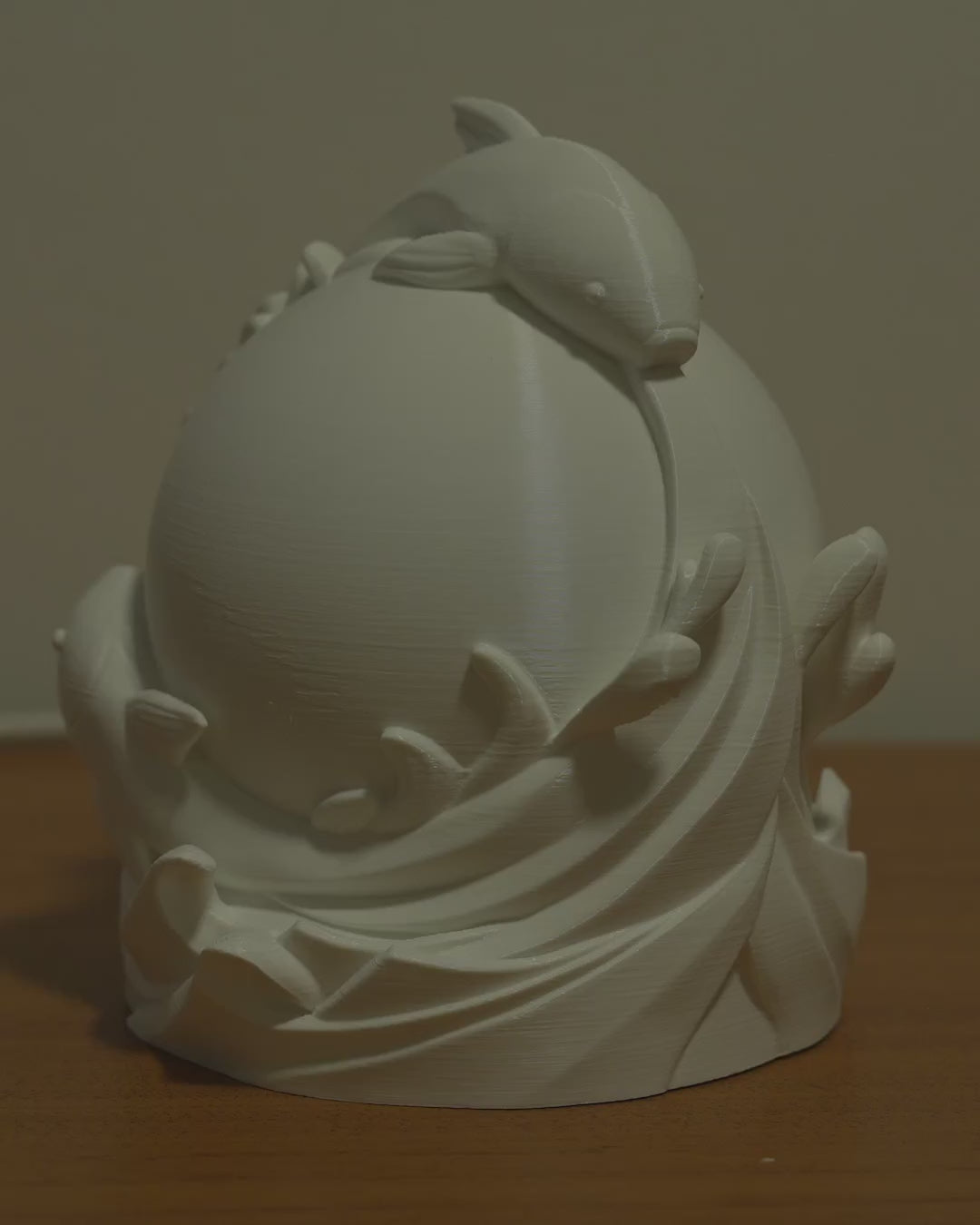 Twin Fish Sphere Table Lamp — Animal Table Lamp, 3D Printed Accent Lamp, Home Decor, Gift for Her